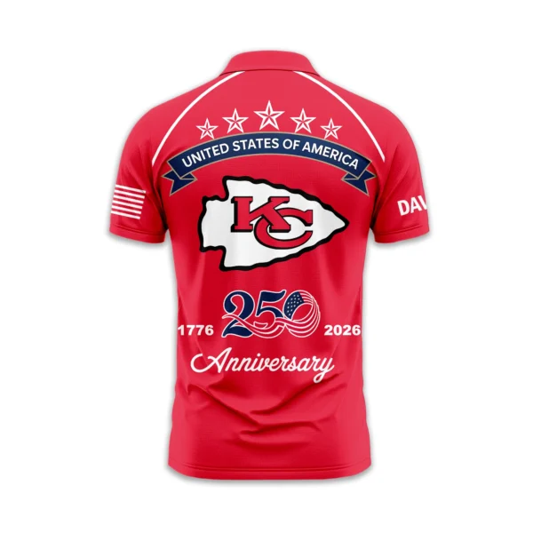 Kansas City Chiefs Polo Shirt x America’s 250th Anniversary 2026 Limited Customize Name