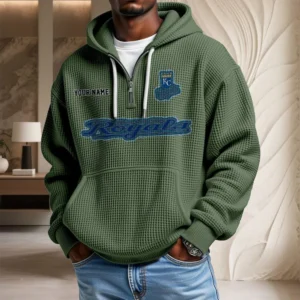 Kansas City Royals Waffle Knit Hoodie Quarter Zip New 2026 Personalize Name