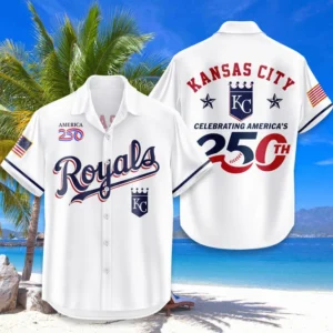 Kansas City Royals Hawaiian Shirt 2026 Limited Edition America’s 250th Anniversary USA Flag Premium Crinkle Textured