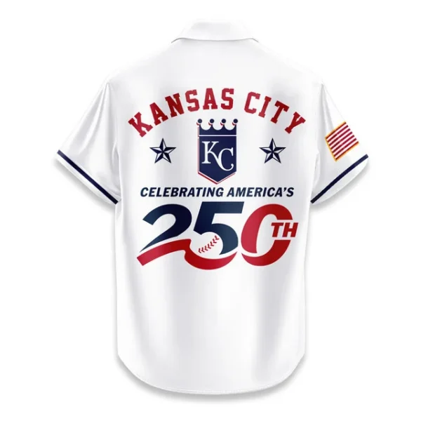 Kansas City Royals Hawaiian Shirt 2026 Limited Edition America’s 250th Anniversary USA Flag Premium Crinkle Textured