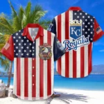 Kansas City Royals Hawaiian Shirt 250 Years of Freedom Anniversary 1776-2026 USA Flag Premium Crinkle Textured
