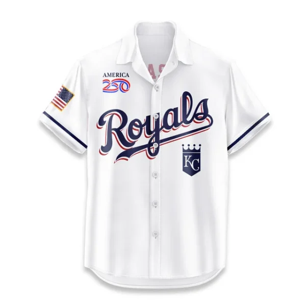Kansas City Royals Hawaiian Shirt 2026 Limited Edition America’s 250th Anniversary USA Flag Premium Crinkle Textured