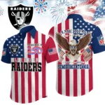 Las Vegas Raiders Hawaiian Shirt 2026 Premium Crinkle Textured x Liberty Eagle Patriotic Limited Edition