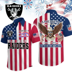 Las Vegas Raiders Hawaiian Shirt 2026 Premium Crinkle Textured x Liberty Eagle Patriotic Limited Edition