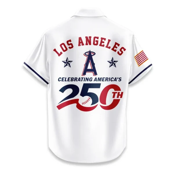 Los Angeles Angels Hawaiian Shirt 2026 Limited Edition America’s 250th Anniversary USA Flag Premium Crinkle Textured