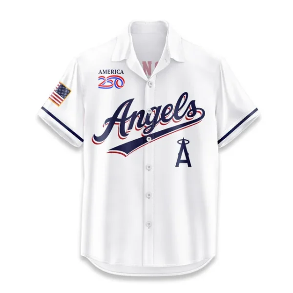 Los Angeles Angels Hawaiian Shirt 2026 Limited Edition America’s 250th Anniversary USA Flag Premium Crinkle Textured
