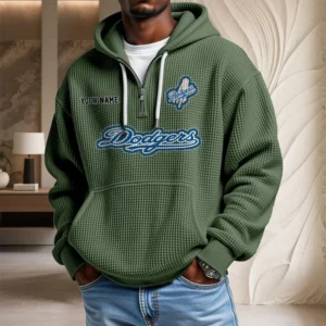 Los Angeles Dodgers Waffle Knit Hoodie Quarter Zip New 2026 Personalize Name