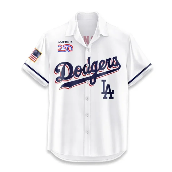 Los Angeles Dodgers Hawaiian Shirt 2026 Limited Edition America’s 250th Anniversary USA Flag Premium Crinkle Textured