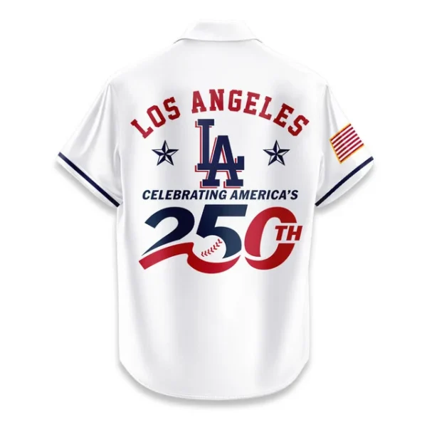 Los Angeles Dodgers Hawaiian Shirt 2026 Limited Edition America’s 250th Anniversary USA Flag Premium Crinkle Textured