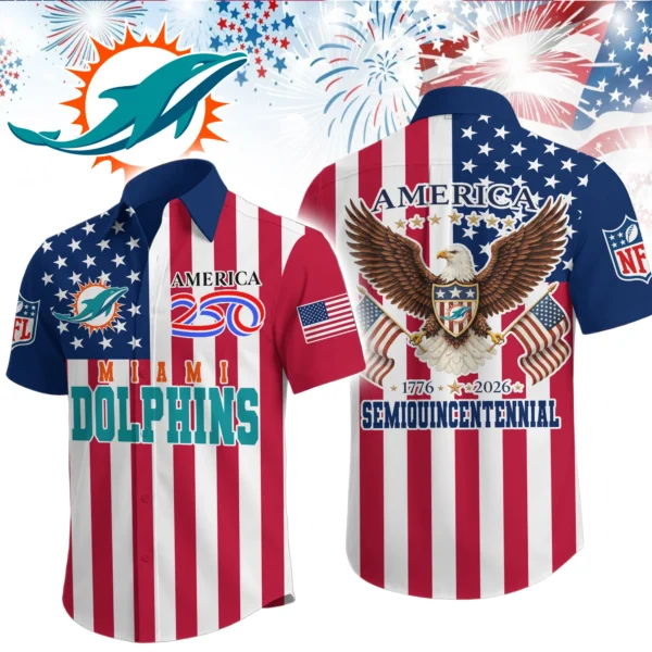Miami Dolphins Hawaiian Shirt 2026 Premium Crinkle Textured x Liberty Eagle Patriotic Limited Edition