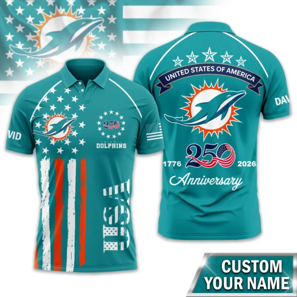Miami Dolphins Polo Shirt x America’s 250th Anniversary 2026 Limited Customize Name
