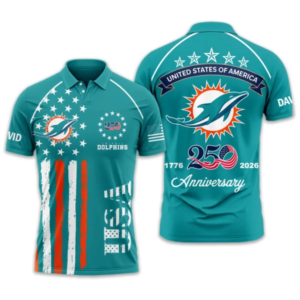Miami Dolphins Polo Shirt x America’s 250th Anniversary 2026 Limited Customize Name