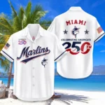 Miami Marlins Hawaiian Shirt 2026 Limited Edition America’s 250th Anniversary USA Flag Premium Crinkle Textured