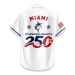 Miami Marlins Hawaiian Shirt 2026 Limited Edition America’s 250th Anniversary USA Flag Premium Crinkle Textured