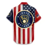 Milwaukee Brewers Hawaiian Shirt 250 Years of Freedom Anniversary 1776-2026 USA Flag Premium Crinkle Textured