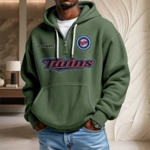 Minnesota Twins Waffle Knit Hoodie Quarter Zip New 2026 Personalize Name