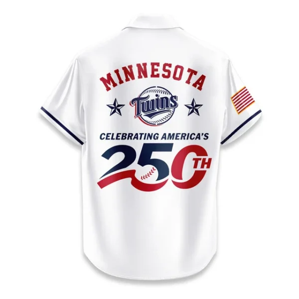 Minnesota Twins Hawaiian Shirt 2026 Limited Edition America’s 250th Anniversary USA Flag Premium Crinkle Textured