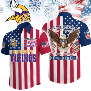 Minnesota Vikings Hawaiian Shirt 2026 Premium Crinkle Textured x Liberty Eagle Patriotic Limited Edition