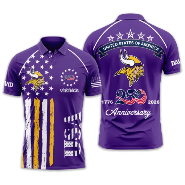 Minnesota Vikings Polo Shirt x America’s 250th Anniversary 2026 Limited Customize Name