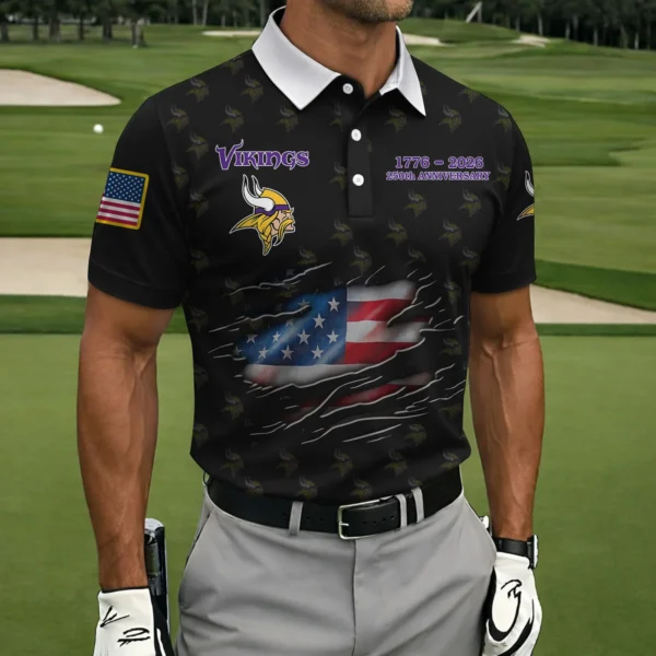 Minnesota Vikings Polo Shirt America’s 250th Anniversary 2026 Limited Personalize Name