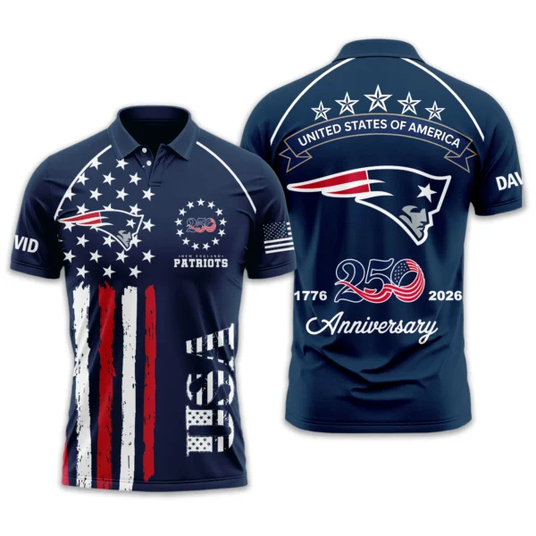 New England Patriots Polo Shirt x America’s 250th Anniversary 2026 Limited Customize Name