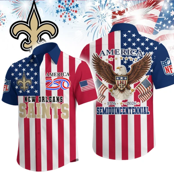 New Orleans Saints Hawaiian Shirt 2026 Premium Crinkle Textured x Liberty Eagle Patriotic Limited Edition