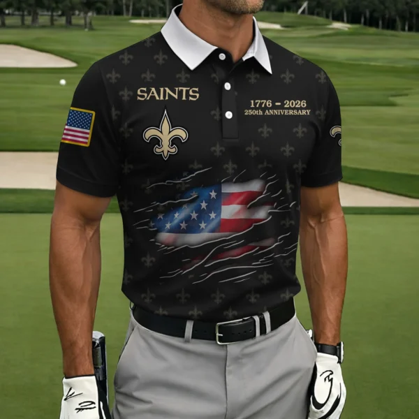 New Orleans Saints Polo Shirt America’s 250th Anniversary 2026 Limited Personalize Name