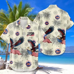 New York Mets Hawaiian Shirt 2026 Limited Premium Crinkle Textured x 250th Birthday Freedom Anniversary