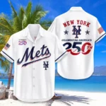 New York Mets Hawaiian Shirt 2026 Limited Edition America’s 250th Anniversary USA Flag Premium Crinkle Textured