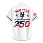 New York Mets Hawaiian Shirt 2026 Limited Edition America’s 250th Anniversary USA Flag Premium Crinkle Textured