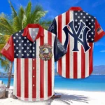 New York Yankees Hawaiian Shirt 250 Years of Freedom Anniversary 1776-2026 USA Flag Premium Crinkle Textured
