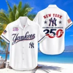 New York Yankees Hawaiian Shirt 2026 Limited Edition America’s 250th Anniversary USA Flag Premium Crinkle Textured