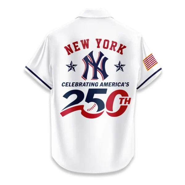 New York Yankees Hawaiian Shirt 2026 Limited Edition America’s 250th Anniversary USA Flag Premium Crinkle Textured