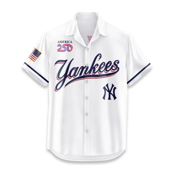 New York Yankees Hawaiian Shirt 2026 Limited Edition America’s 250th Anniversary USA Flag Premium Crinkle Textured