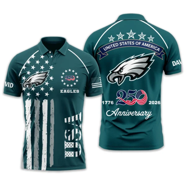 Philadelphia Eagles Polo Shirt x America’s 250th Anniversary 2026 Limited Customize Name