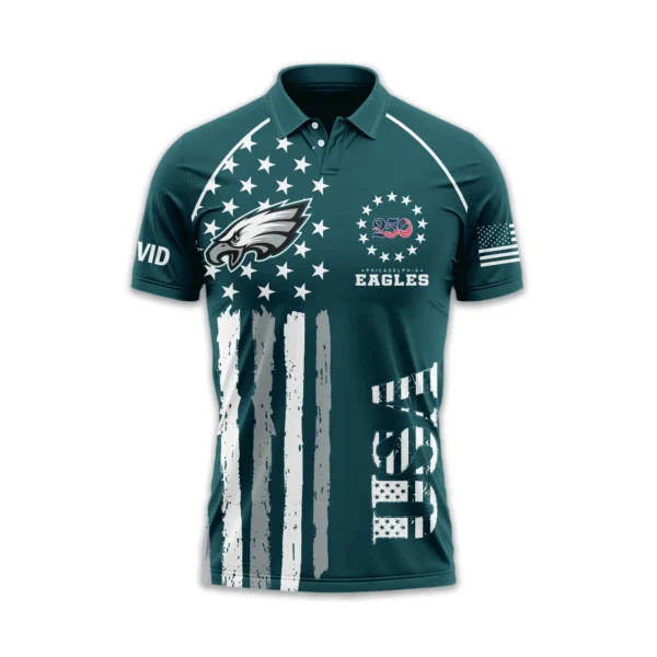 Philadelphia Eagles Polo Shirt x America’s 250th Anniversary 2026 Limited Customize Name