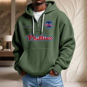 Philadelphia Phillies Waffle Knit Hoodie Quarter Zip New 2026 Personalize Name