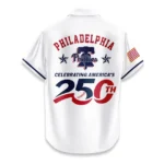 Philadelphia Phillies Hawaiian Shirt 2026 Limited Edition America’s 250th Anniversary USA Flag Premium Crinkle Textured