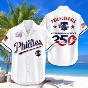 Philadelphia Phillies Hawaiian Shirt 2026 Limited Edition America’s 250th Anniversary USA Flag Premium Crinkle Textured