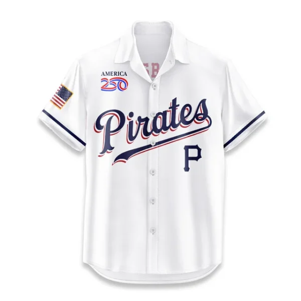 Pittsburgh Pirates Hawaiian Shirt 2026 Limited Edition America’s 250th Anniversary USA Flag Premium Crinkle Textured