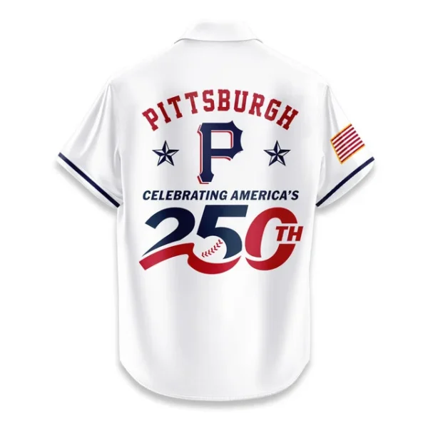 Pittsburgh Pirates Hawaiian Shirt 2026 Limited Edition America’s 250th Anniversary USA Flag Premium Crinkle Textured