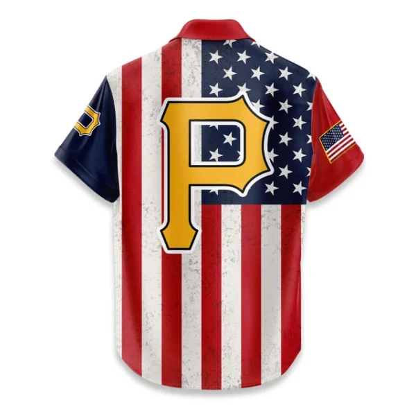 Pittsburgh Pirates Hawaiian Shirt 250 Years of Freedom Anniversary 1776-2026 USA Flag Premium Crinkle Textured