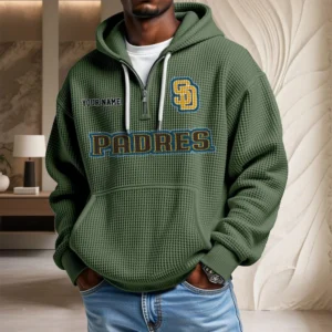 San Diego Padres Waffle Knit Hoodie Quarter Zip New 2026 Personalize Name