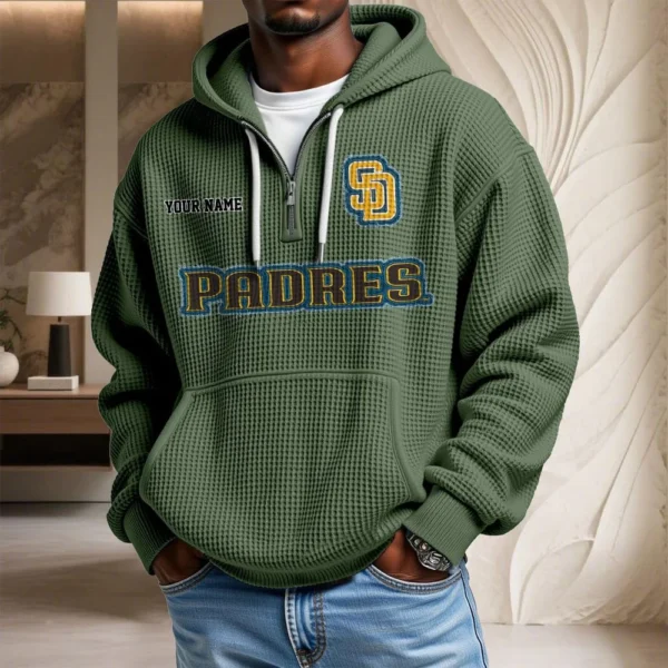 San Diego Padres Waffle Knit Hoodie Quarter Zip New 2026 Personalize Name
