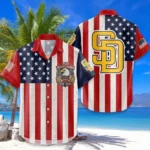 San Diego Padres Hawaiian Shirt 250 Years of Freedom Anniversary 1776-2026 USA Flag Premium Crinkle Textured