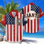 San Francisco Giants Hawaiian Shirt 250 Years of Freedom Anniversary 1776-2026 USA Flag Premium Crinkle Textured