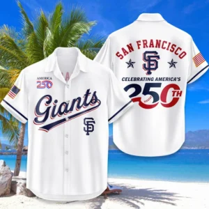 San Francisco Giants Hawaiian Shirt 2026 Limited Edition America’s 250th Anniversary USA Flag Premium Crinkle Textured