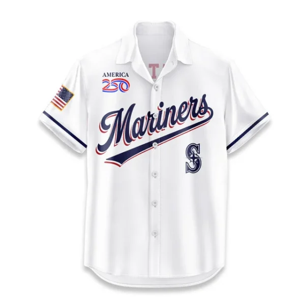 Seattle Mariners Hawaiian Shirt 2026 Limited Edition America’s 250th Anniversary USA Flag Premium Crinkle Textured
