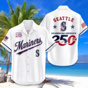 Seattle Mariners Hawaiian Shirt 2026 Limited Edition America’s 250th Anniversary USA Flag Premium Crinkle Textured