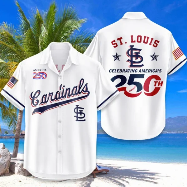 St. Louis Cardinals Hawaiian Shirt 2026 Limited Edition America’s 250th Anniversary USA Flag Premium Crinkle Textured